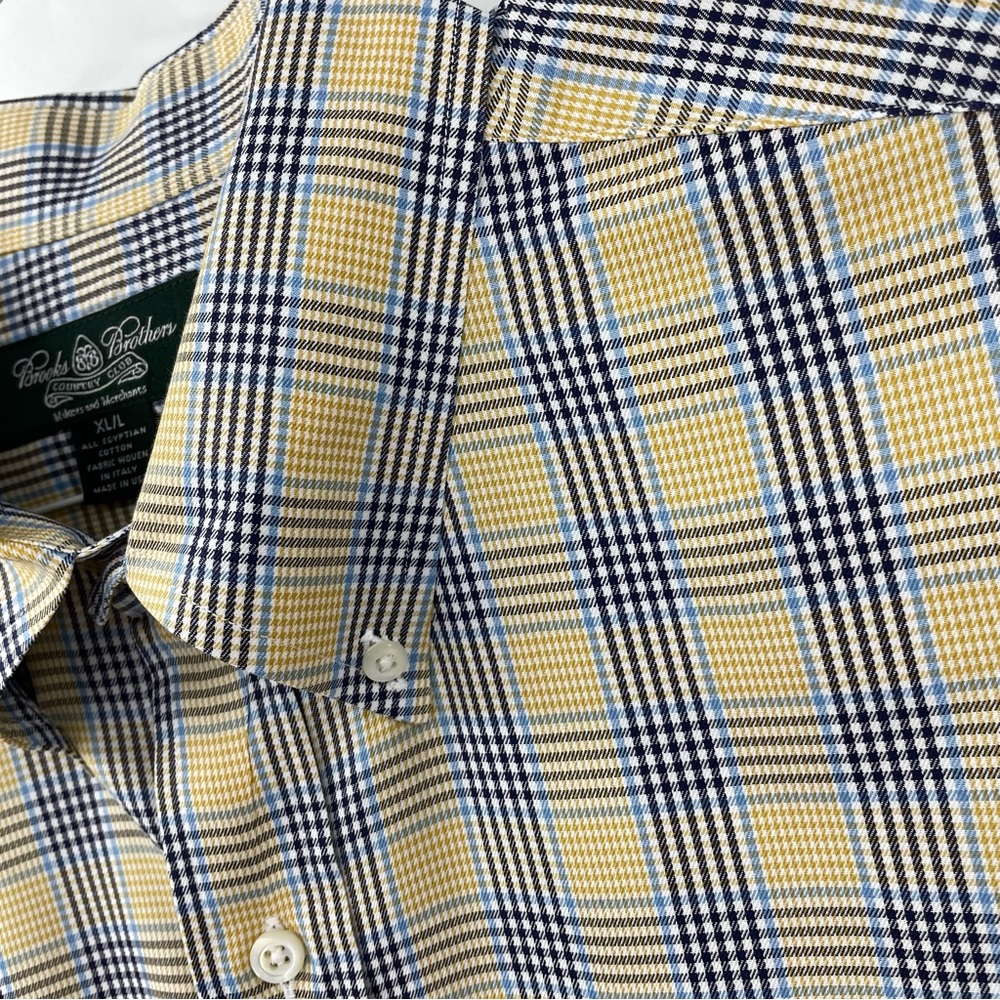 Brooks Brothers Country Club Yellow Blue Button Down Shirt XL LONG - Picture 4 of 6